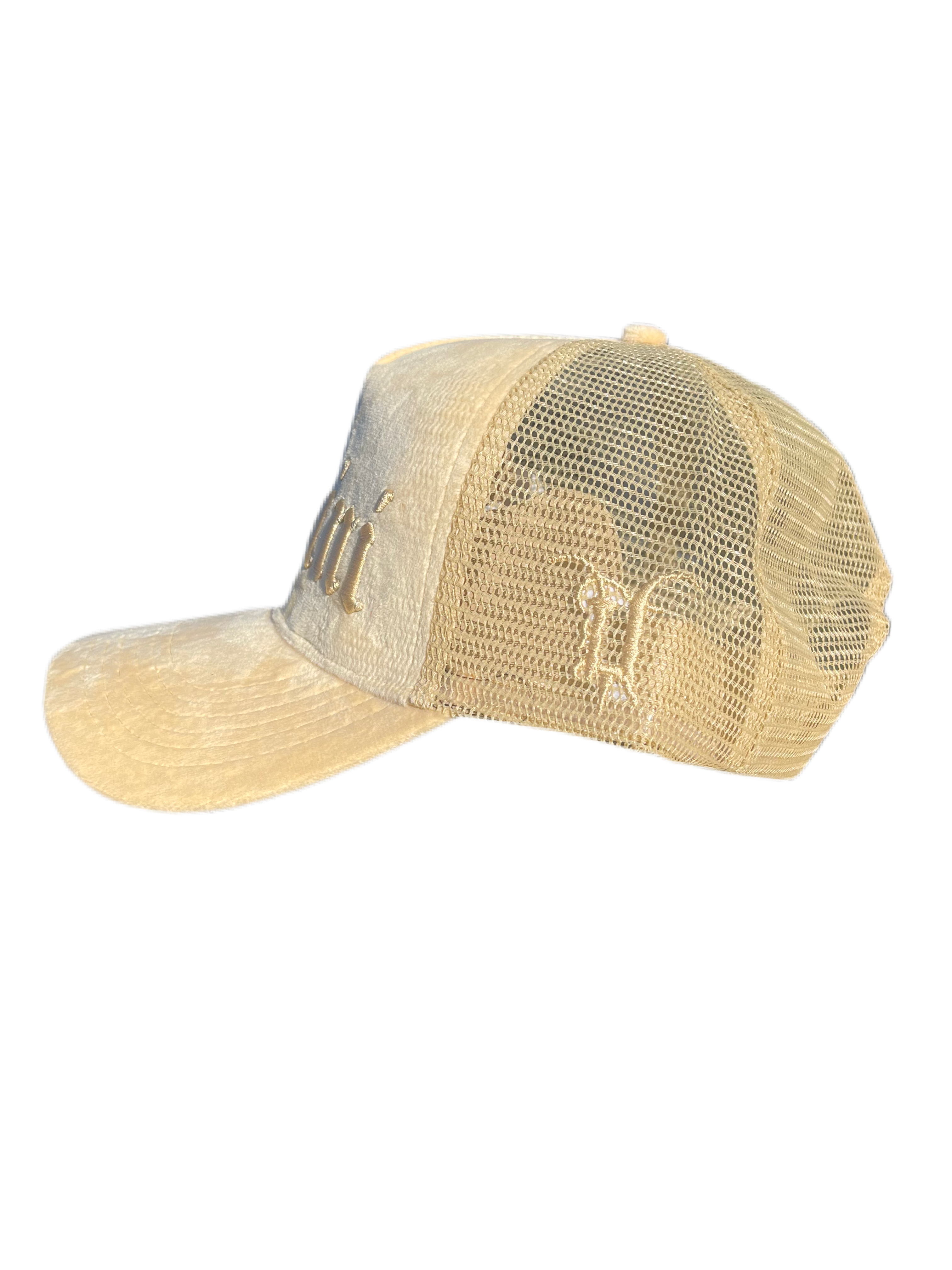 Tan Velvet Trucker Hat